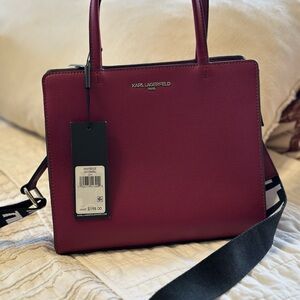 Karl Lagerfeld Burgundy Tote Bag